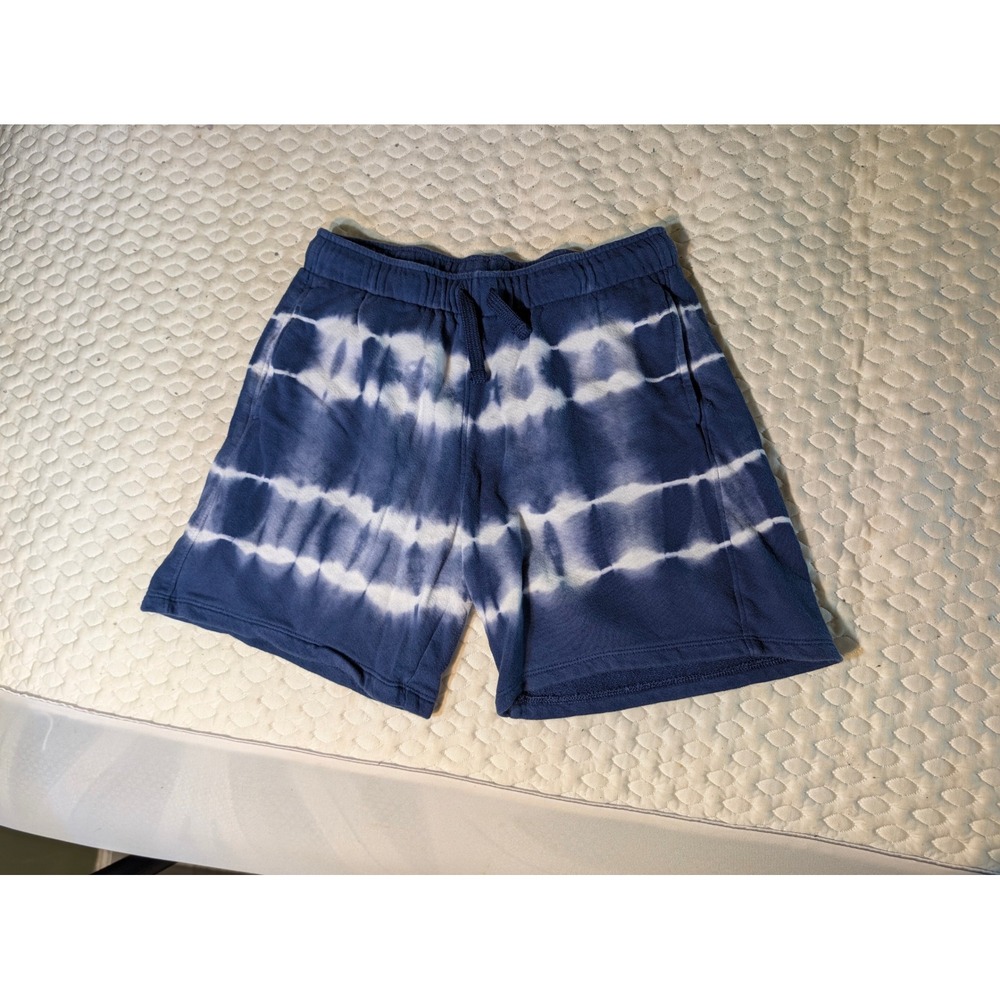 Cat & Jack Boys Navy Blue Tie Dye Knit Shorts XL 14 Cotton French Terry Drawstri